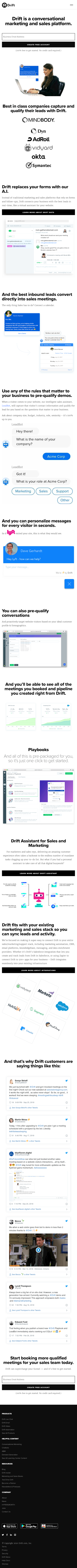 Drift  Landing Page Design
