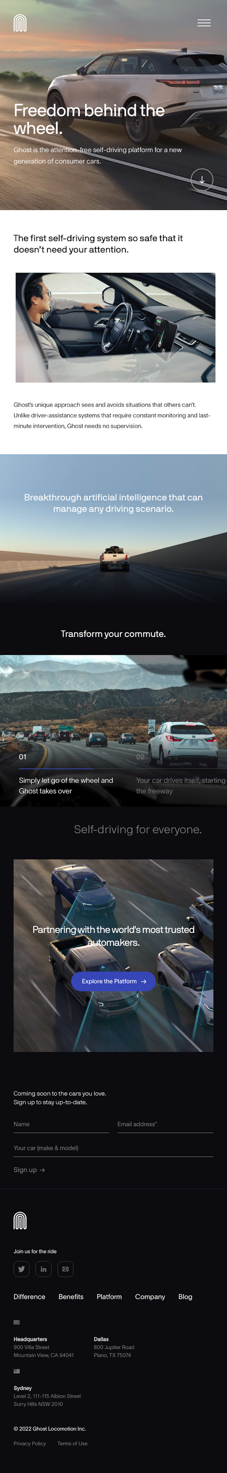 Driveghost  Landing Page Design