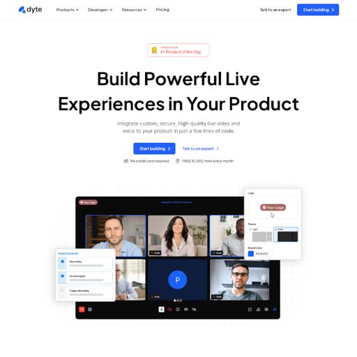 Dyte  Landing Page Design