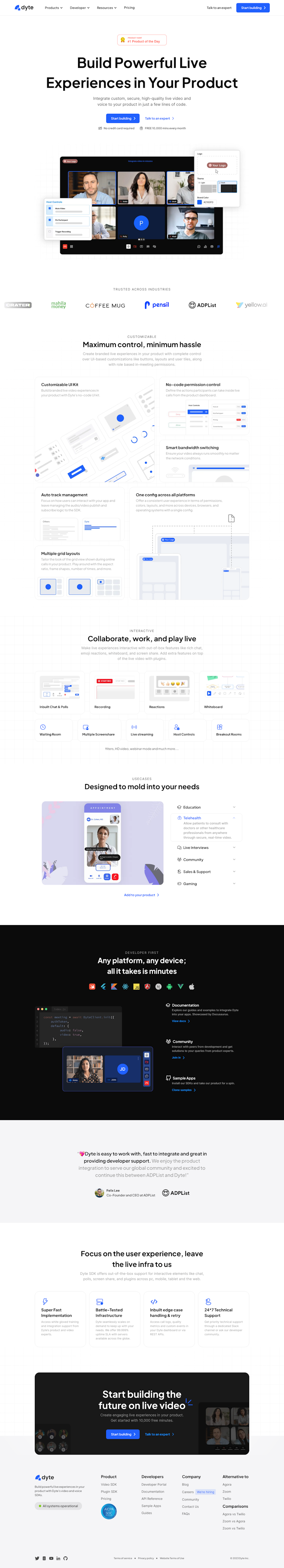 Dyte  Landing Page Design