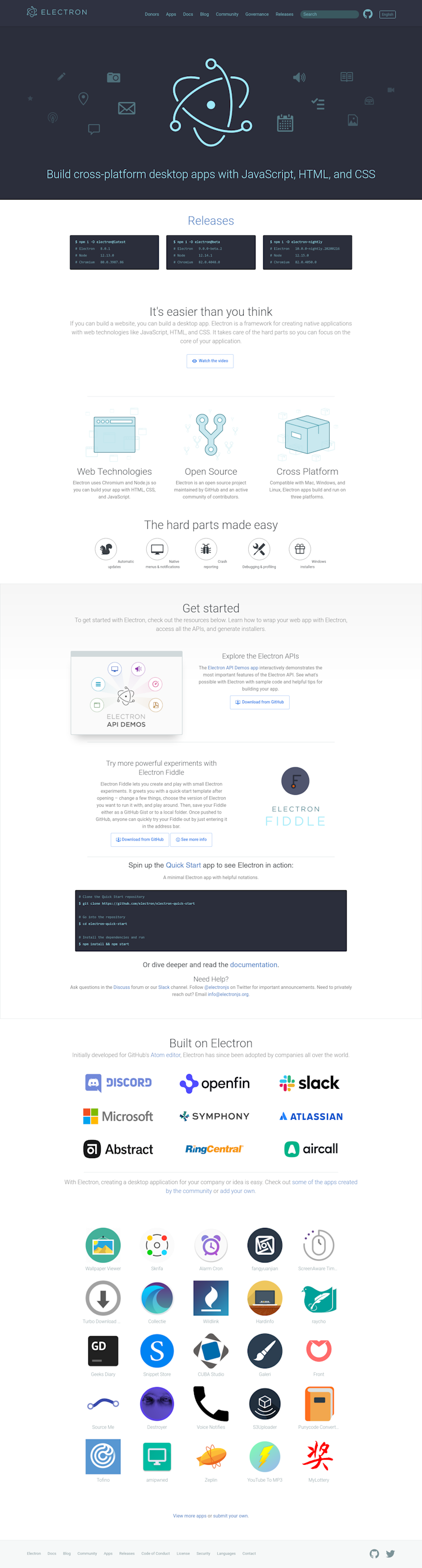 Electron  Landing Page Design