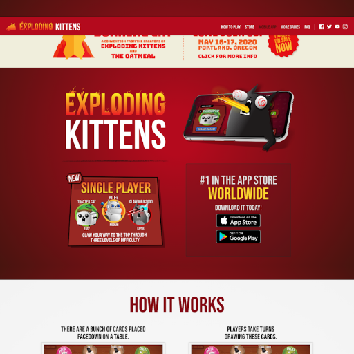 Explodingkittens  Landing Page Design