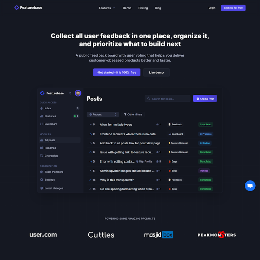 Featurebase  Landing Page Design