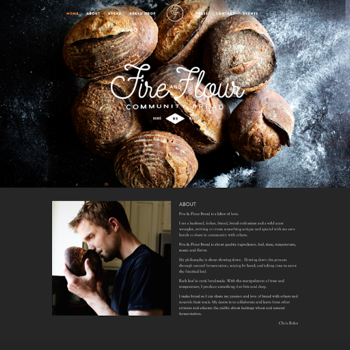 Fire and Flour Bread  Landing Page Design