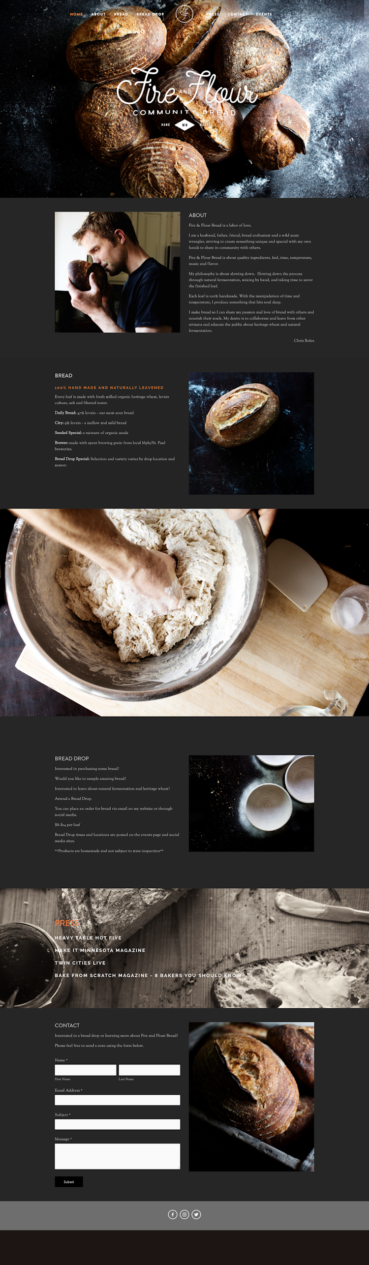 Fire and Flour Bread  Landing Page Design