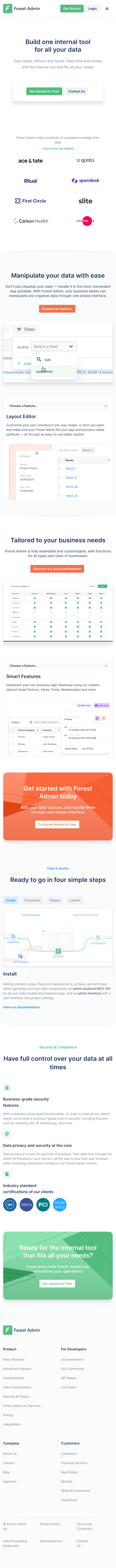 Forestadmin  Landing Page Design