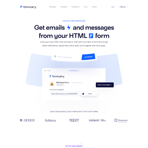 Formcarry  Landing Page Design