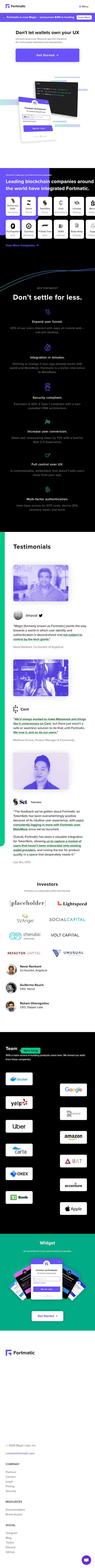 Fortmatic  Landing Page Design