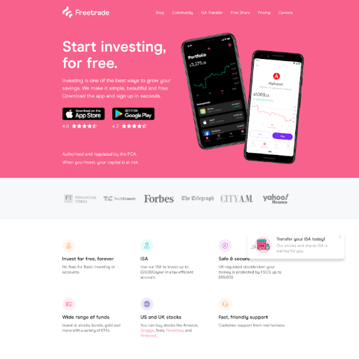 Freetrade  Landing Page Design