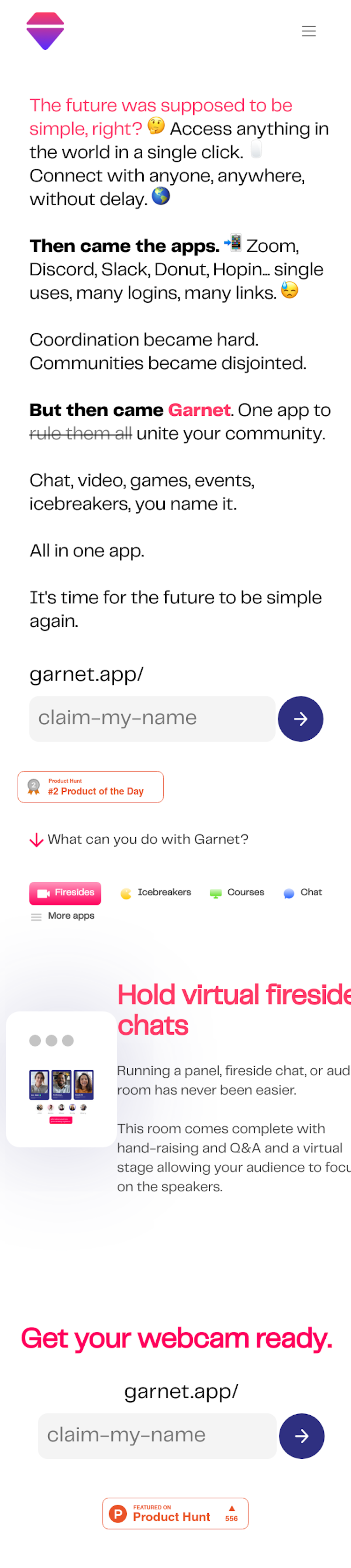 Garnet  Landing Page Design