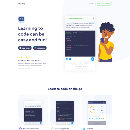 Getmimo  Landing Page Design