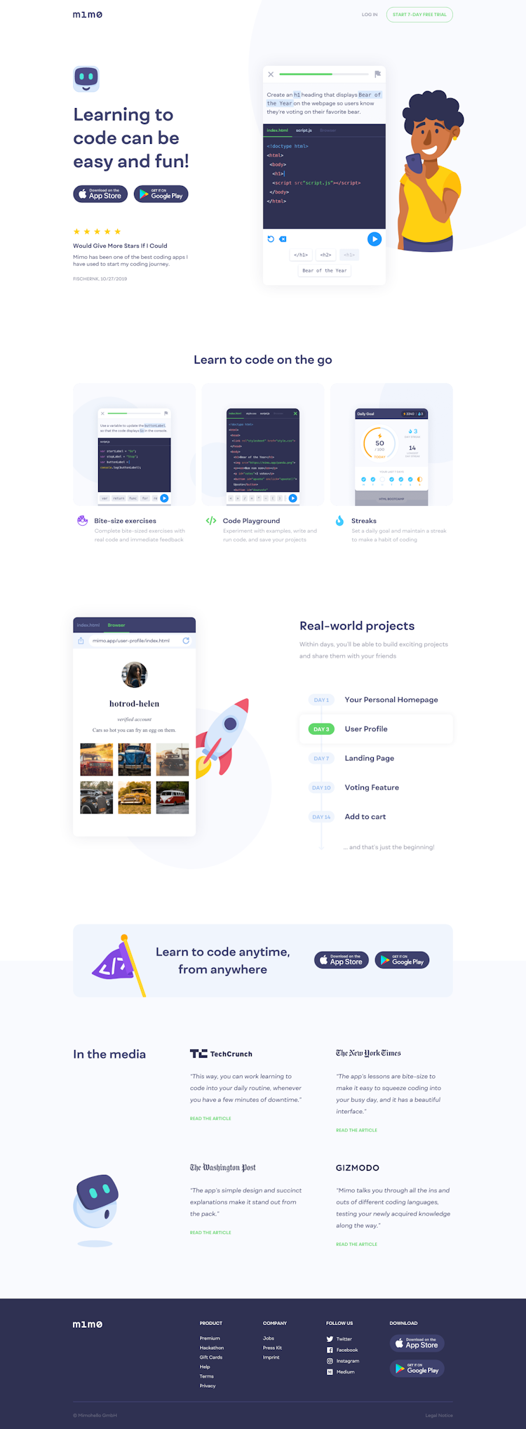 Getmimo  Landing Page Design