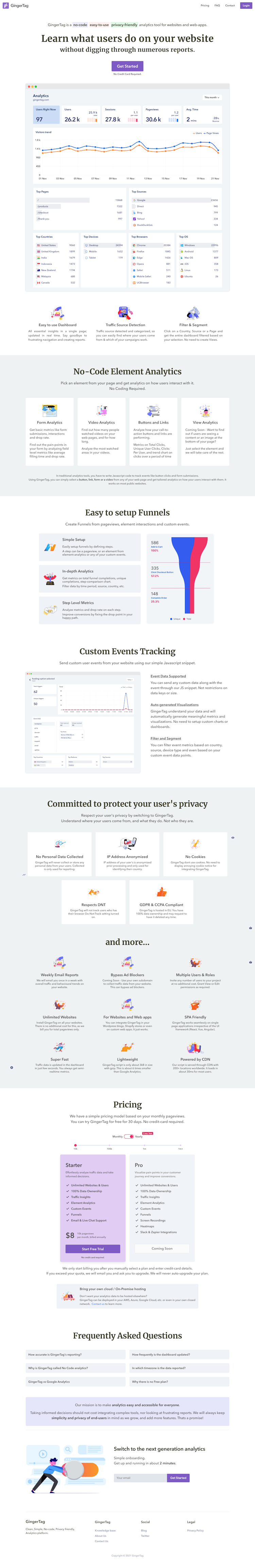 Gingertag  Landing Page Design