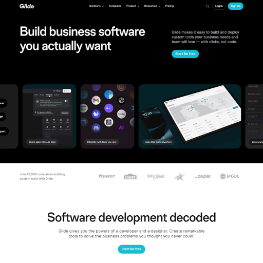 Glide  Landing Page Design