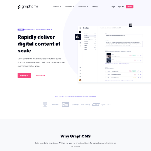 Graphcms  Landing Page Design