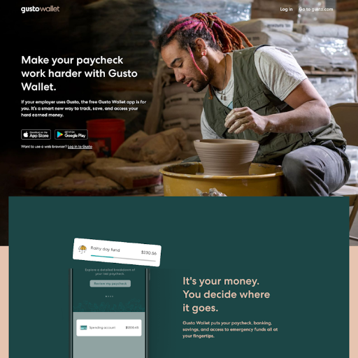 Gusto Wallet  Landing Page Design