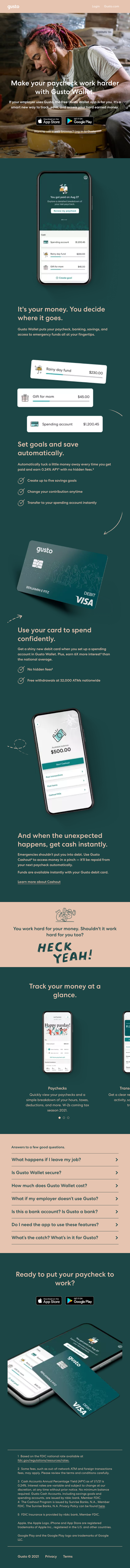 Gusto Wallet  Landing Page Design