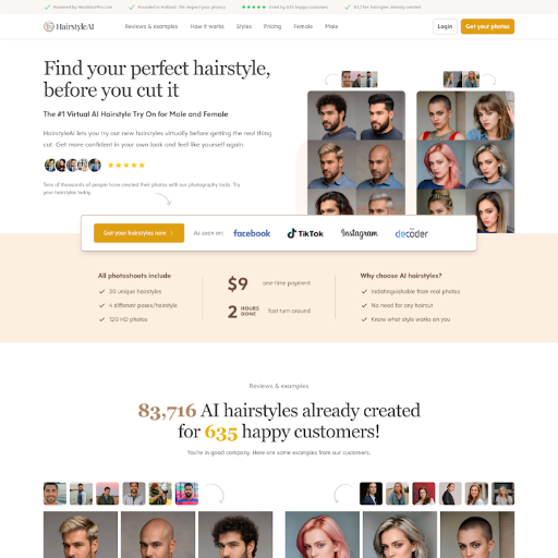 HairstyleAI  Landing Page Design