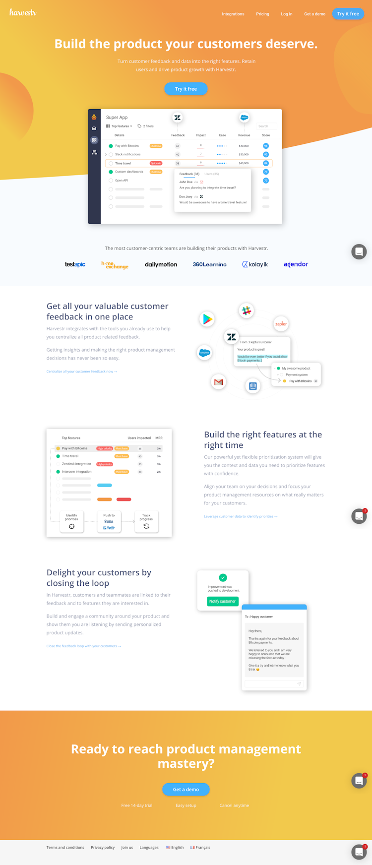 Harvestr  Landing Page Design