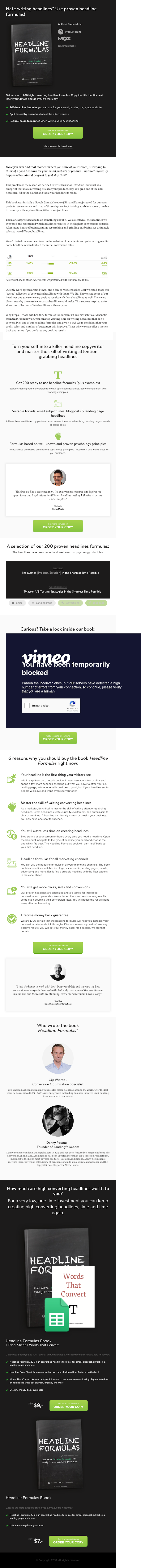 Headline Formulas  Landing Page Design