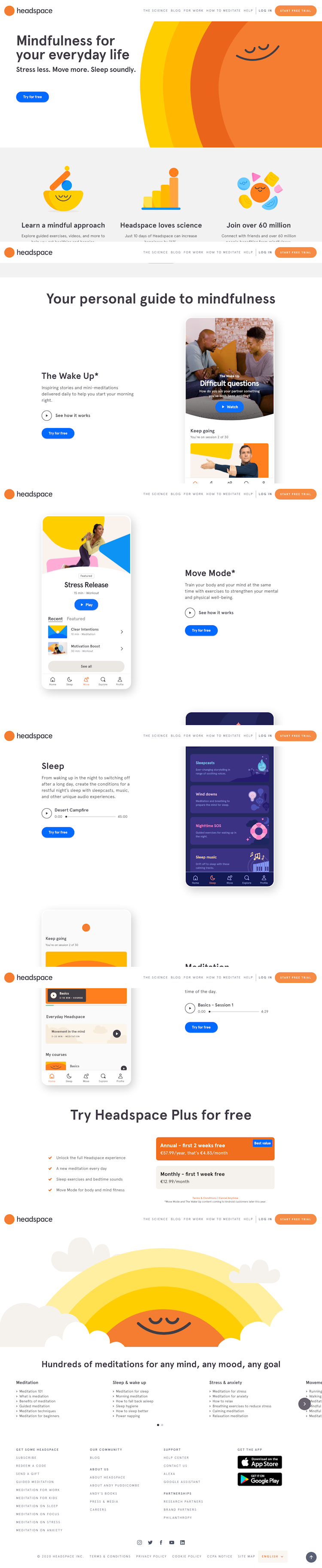 Headspace  Landing Page Design