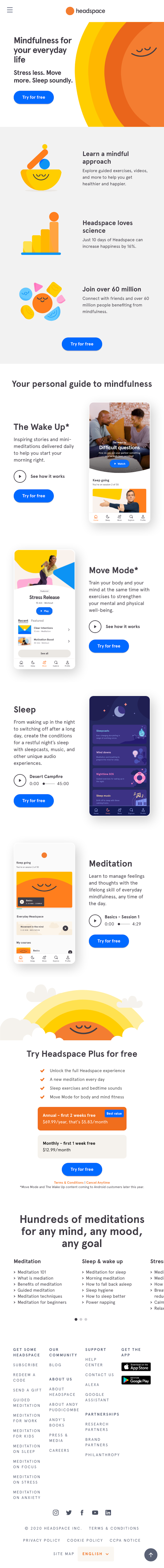 Headspace  Landing Page Design