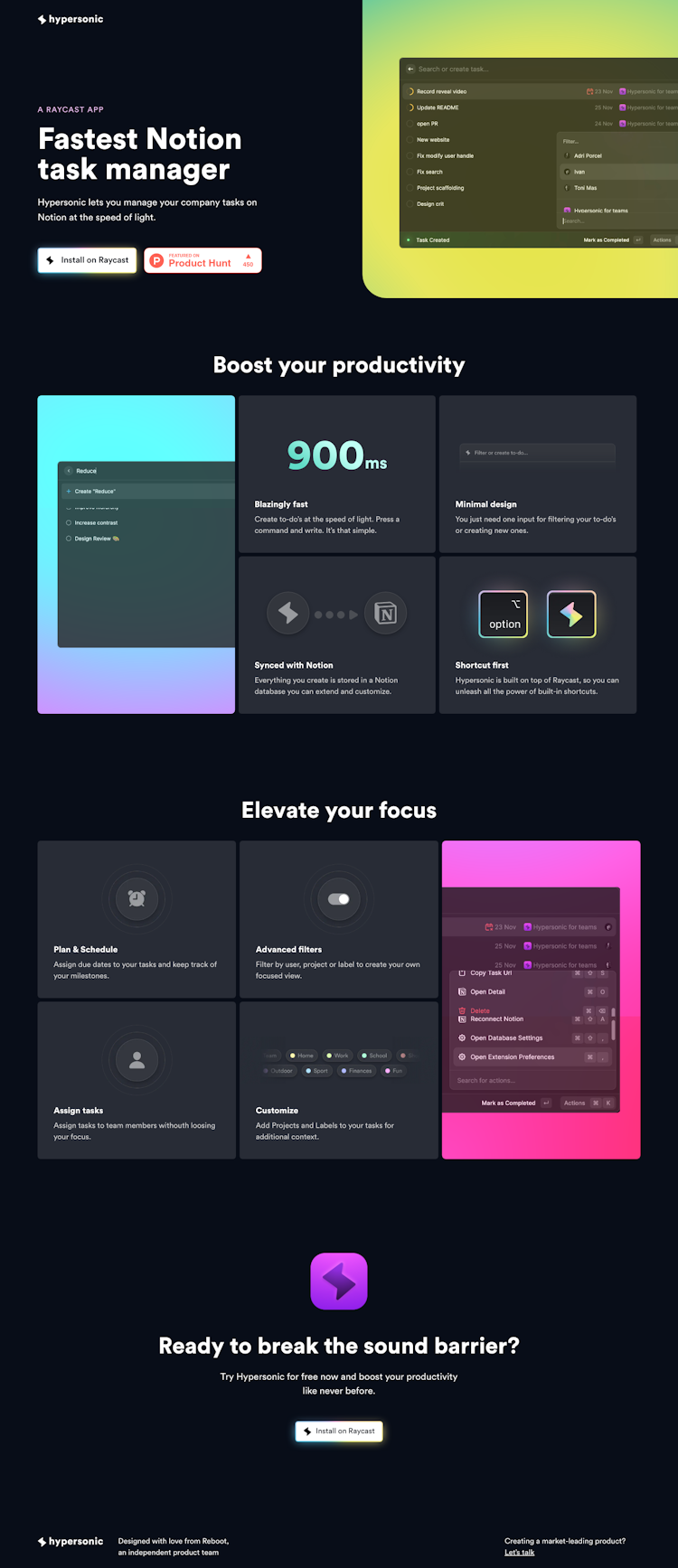 Hypersonic  Landing Page Design