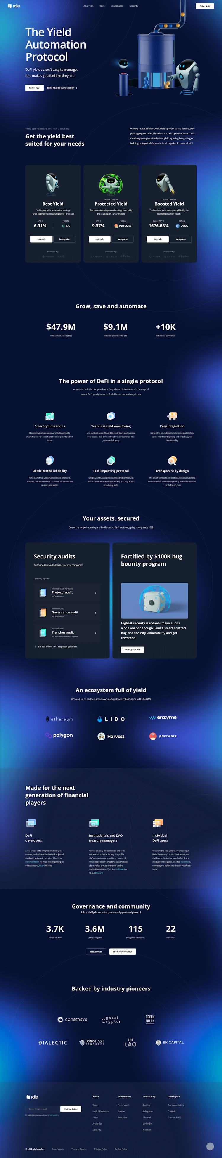 Idle  Landing Page Design