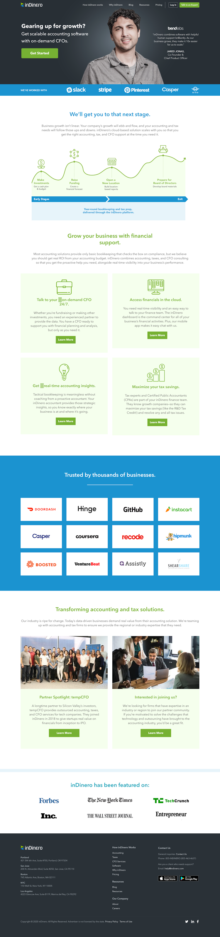 Indinero  Landing Page Design