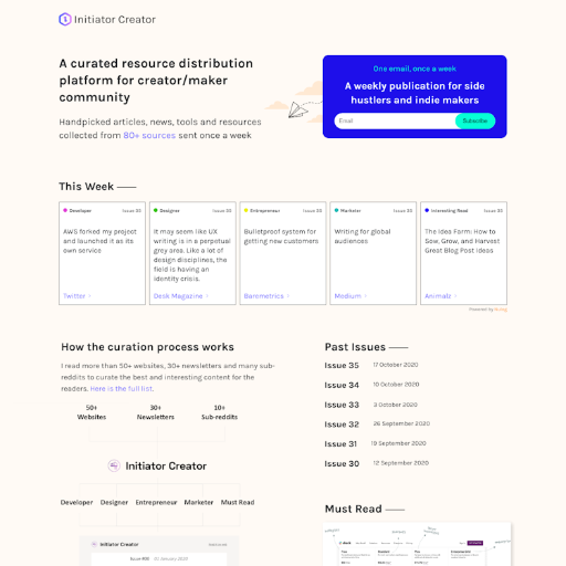 InitiatorCreator  Landing Page Design