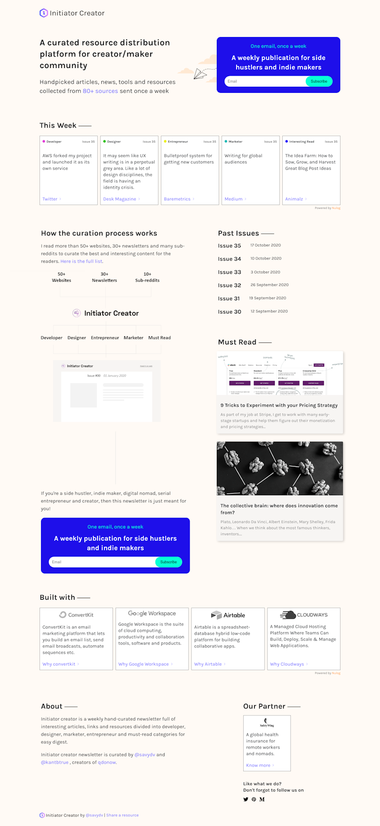 InitiatorCreator  Landing Page Design