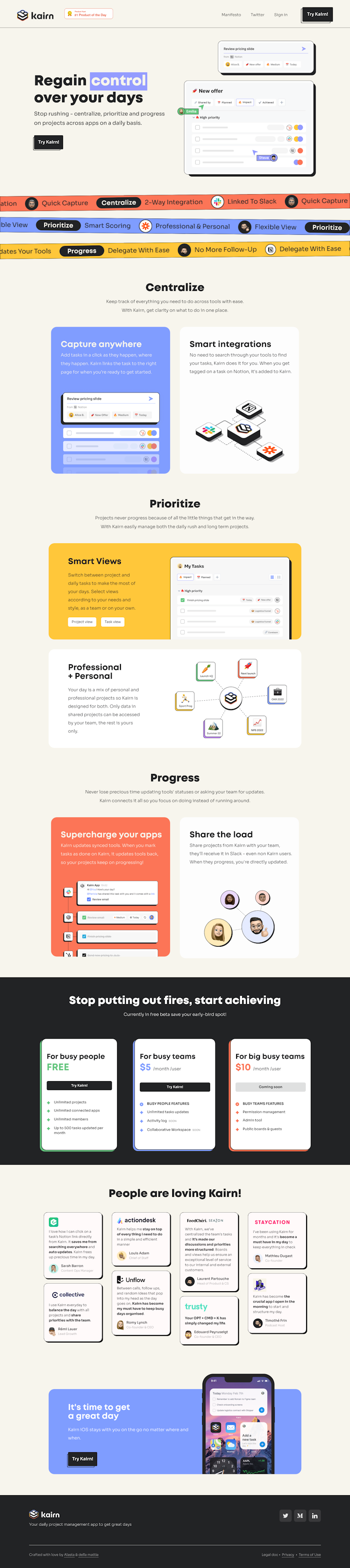 Kairn  Landing Page Design