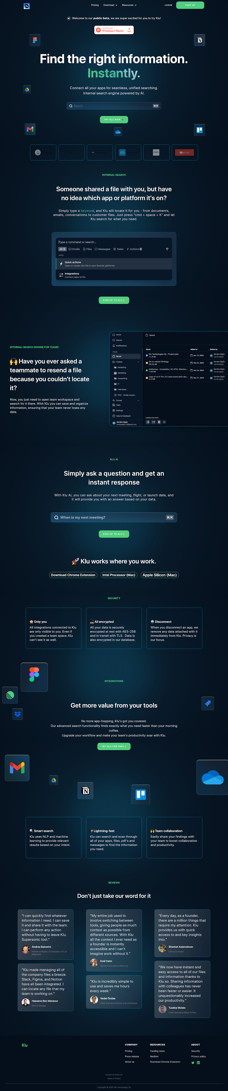 Klu  Landing Page Design