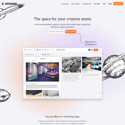 Kosmik  Landing Page Design