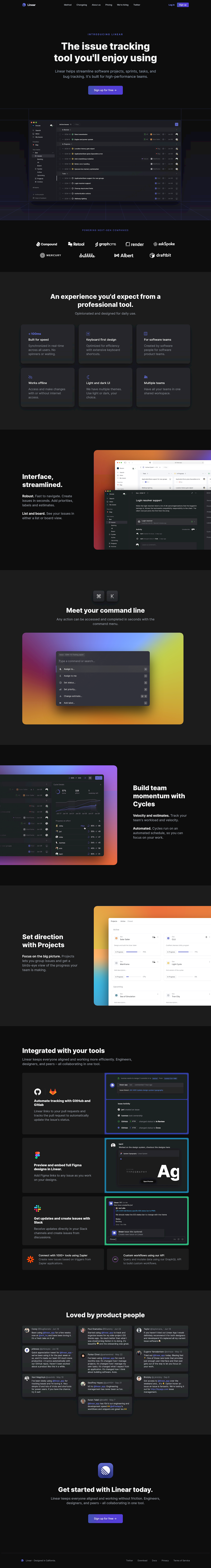 Linear  Landing Page Design