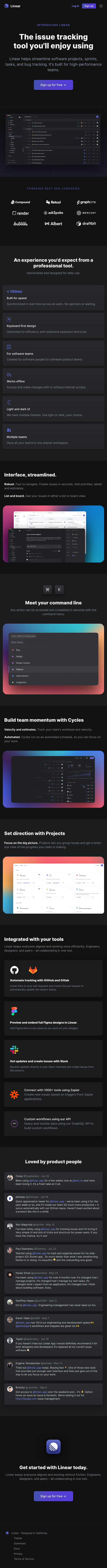 Linear  Landing Page Design