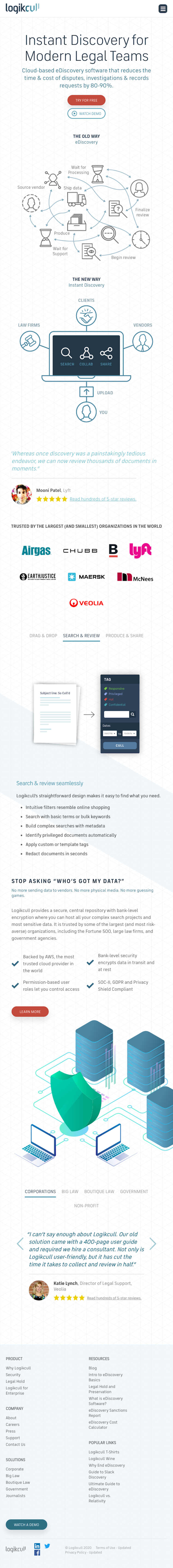 Logikcull  Landing Page Design