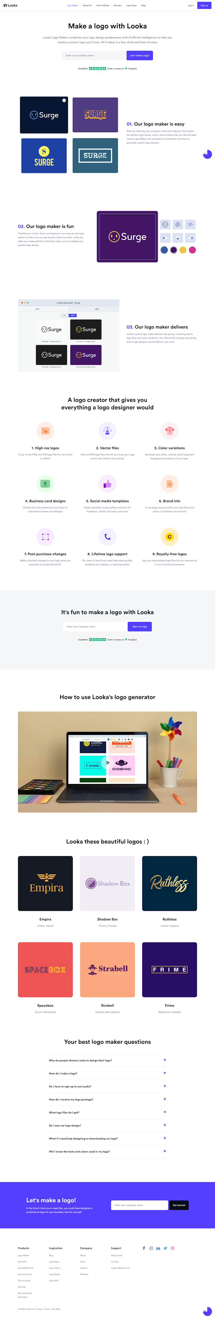 Looka  Landing Page Design