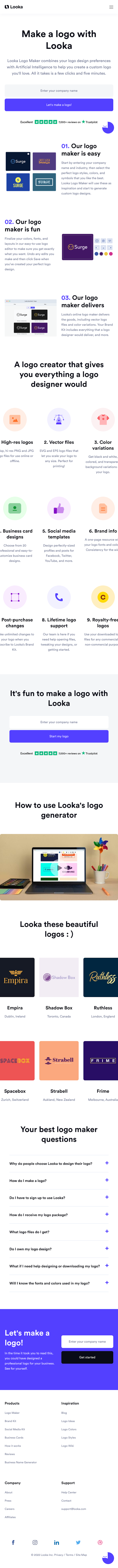 Looka  Landing Page Design