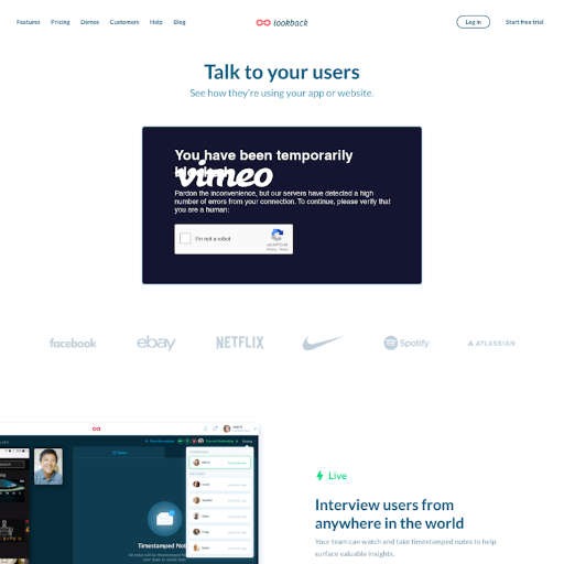 Lookback  Landing Page Design