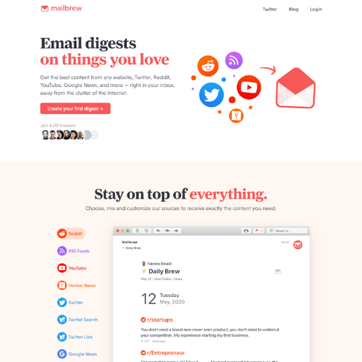 Mailbrew  Landing Page Design