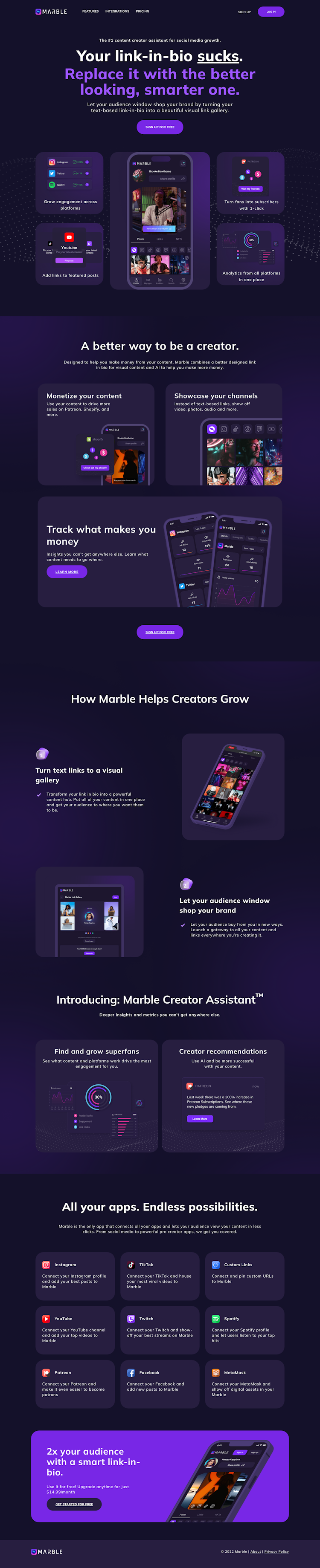 Marble  Landing Page Design