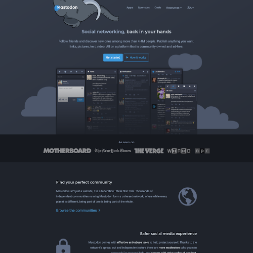 Mastodon  Landing Page Design