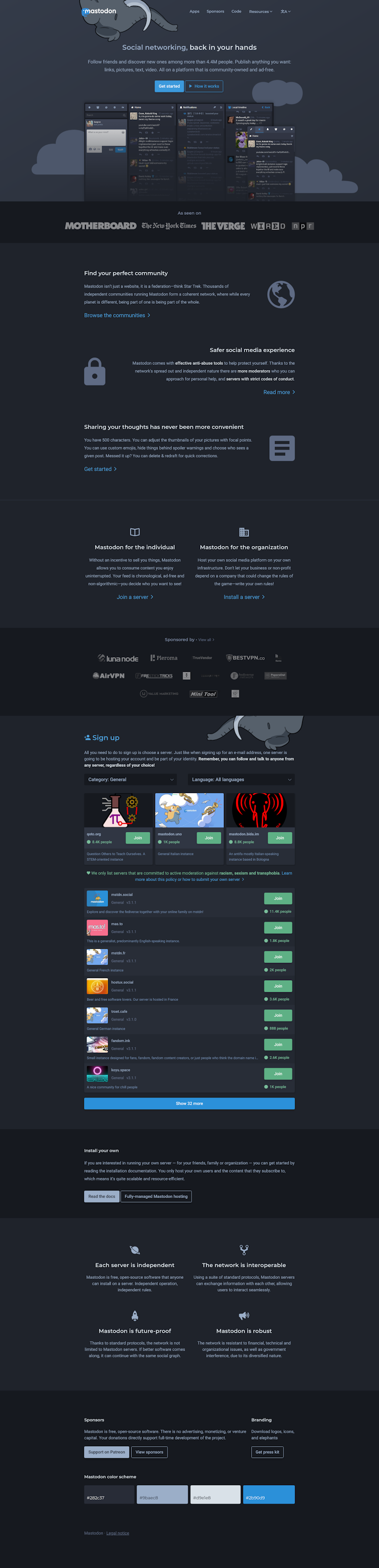 Mastodon  Landing Page Design