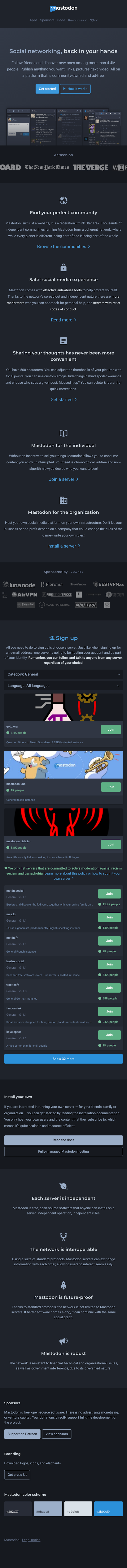 Mastodon  Landing Page Design