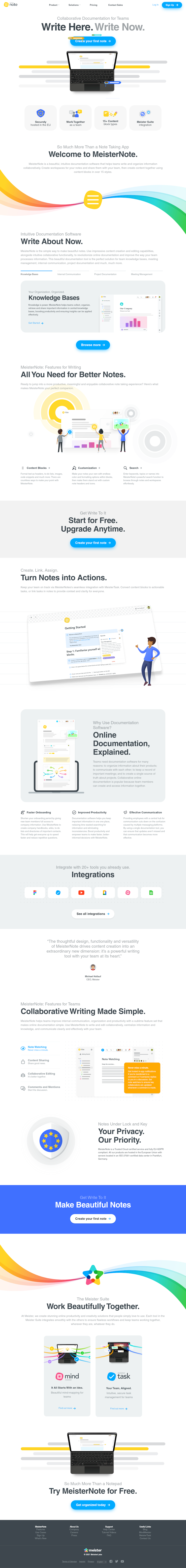 Meisternote  Landing Page Design