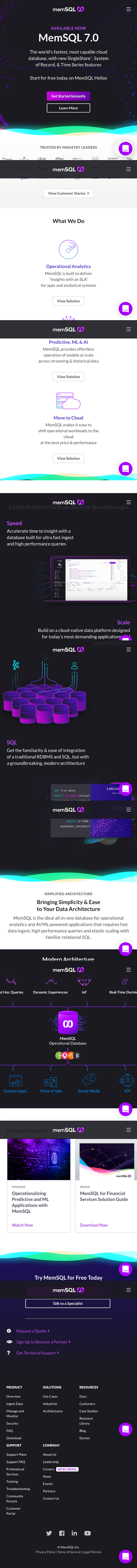 Memsql  Landing Page Design