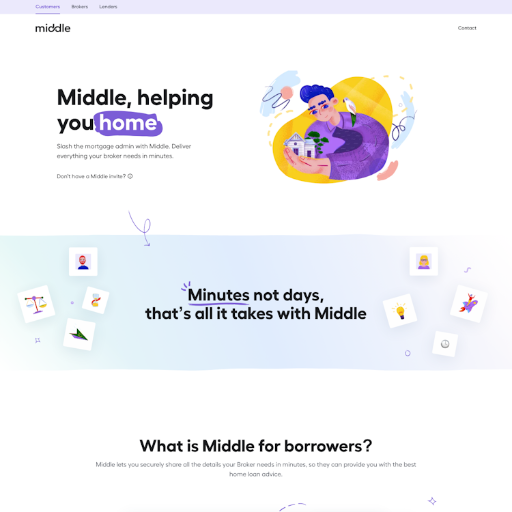 Middle  Landing Page Design