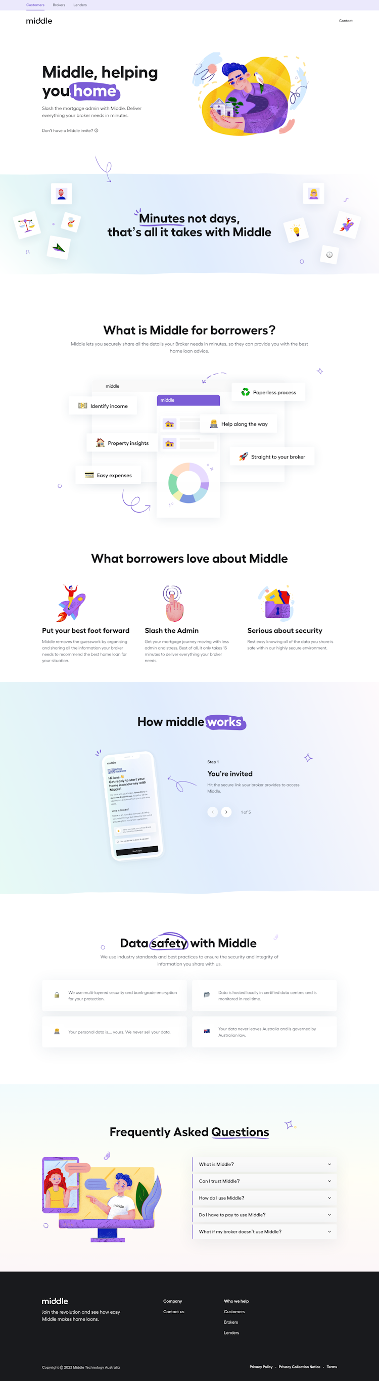 Middle  Landing Page Design