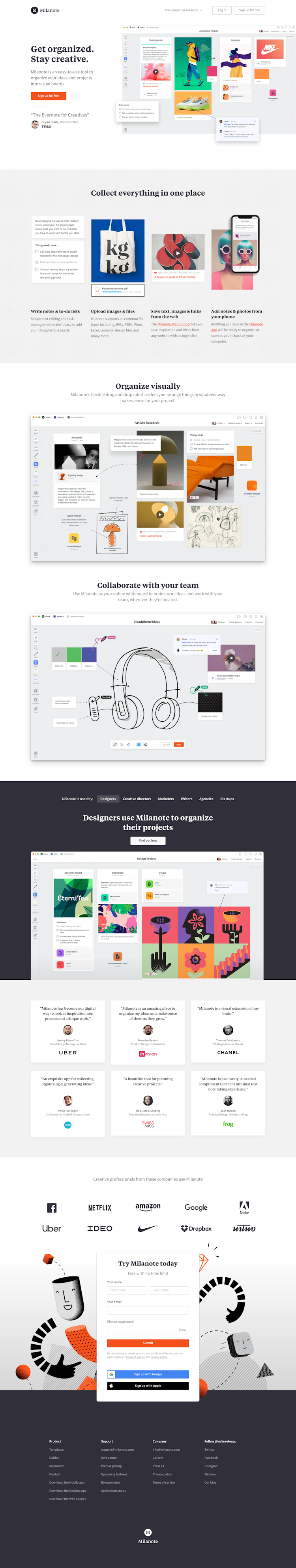 Milanote  Landing Page Design